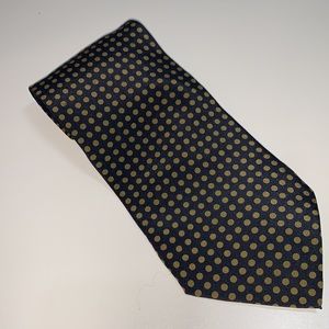 Giorgio Armani Cravatte Black with Gold Polka Dots 100% Silk Neck Tie